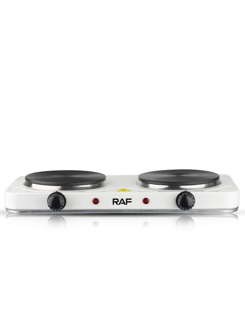 آر إيه أف موقد كهربائي مزدوج الشعلة من RAF بقوة 2000 واط | سطح طهي مزدوج (1000 واط + 1000 واط) | تحكم قابل للتعديل في الحرارة | موقد كهربائي سهل التنظيف وغير لاصق للمطبخ والمنزل - Image 3